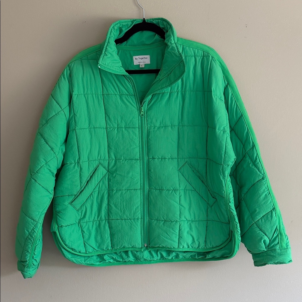 By Together Bright Green Quilted Puffer Jacket